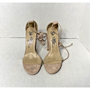 So Me Whitney Strappy Block Heel Sandals Faux Suede Size 6